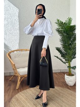 Puf Scuba Kloş Siyah Etek