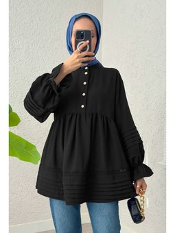 Siyah Fisto Detaylı Tunik