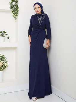 Lacivert Eylül Abiye Elbise