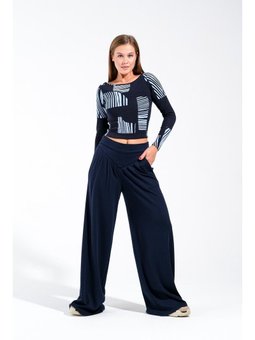 724905_geniş Paça Yüksek Bel Korsaj Kemerli Pileli Palazzo Pantolon.