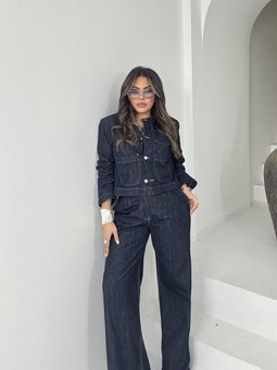 Koyu Lacivert Pensli Palazzo Jean Pantolon