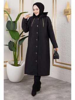 Boydan Düğmeli Kapitone Siyah Kap