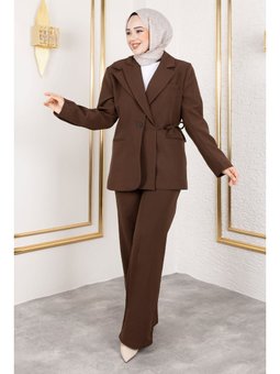 Çift Yakalı Blazer Kahverengi Ceket