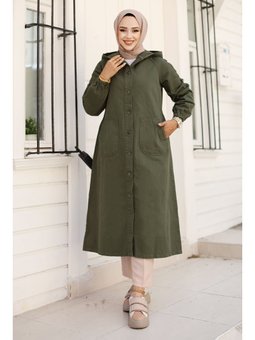 Kolları Çakımlı Kot Haki Kap