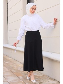 Sütlü Kahve Kloş Siyah Etek