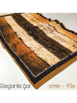 Çizgili Desen Elegante Seri Viscon Askısı İle Birlikte 75x200 Cm Hardal Şal Siyah