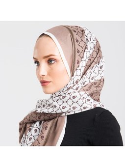 Çizgili Desen Pavia Seri Askısı İle Birlikte 90x200 Cm Bej Şal Beyaz