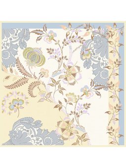 Desenli İtalyan Şifon Askısı İle Birlikte 110x110 Cm Mavi Eşarp