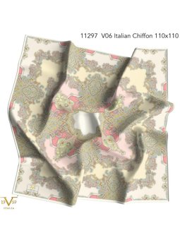 Desenli İtalyan Şifon Askısı İle Birlikte 110x110 Cm Taba Eşarp