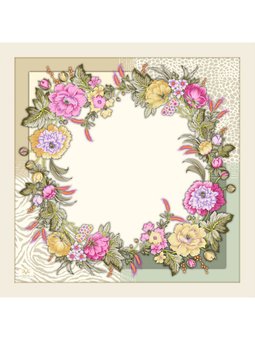 Desenli İtalyan Şifon Seri Askısı İle Birlikte 110x110 Cm Haki Eşarp