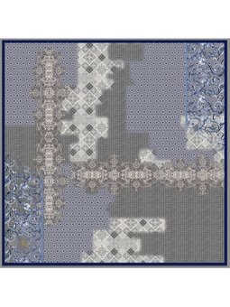 Desenli Korea Crape Seri 120x120 Cm Kotmavi Gri