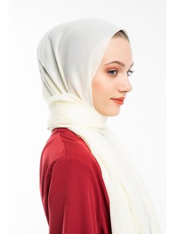 Düz Desen Lome Seri Askısı İle Birlikte 75x200 Cm Ekru Şal