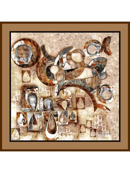 Ethnic Desen Black Seri Twill Askısı İle Birlikte 90x90 Cm Gold Vizon Eşarp