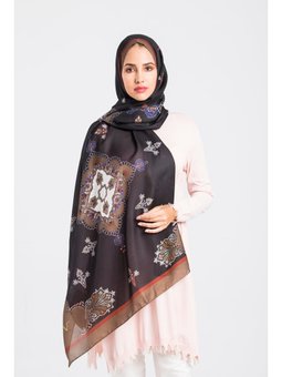 Etnik Desen Pavia Seri Askısı İle Birlikte 90x200 Cm Haki Şal