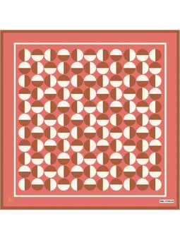 Geometrik Desen Black Seri Twill Askısı İle Birlikte 90x90 Cm Nar Çiçeği Eşarp Ekru