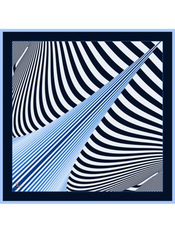 Geometrik Desen Black Seri Twill Askısı İle Birlikte 90x90 Cm Saks Mavisi Siyah Beyaz Eşarp