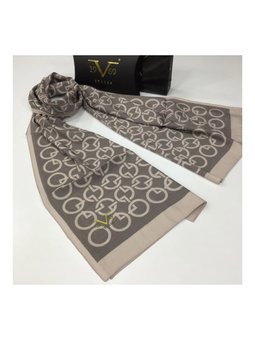 Geometrik Desen Modal Seri Askısı İle Birlikte 75x200 Cm Pudra Şal Vizon