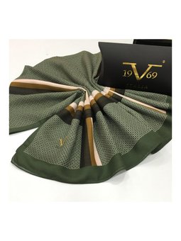 Geometrik Desen Pavia Seri Askısı İle Birlikte 90x200 Cm Yeşil Krem Şal