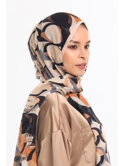 Geometrik Desen Pavia Seri Eşarp Askısı İle Birlikte 90x200 Cm Hardal Şal Siyah