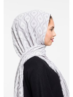 Helezon Desen Jakarlı Modal Seri Şal Askısı İle Birlikte 75x200 Cm Gümüş