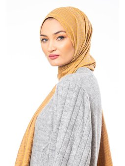 Jakar Dokuma Desen Jakarlı Modal Seri Şal Askısı İle Birlikte 75x200 Cm Gold