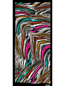 Kaplan Desen Pavia Seri Askısı İle Birlikte 90x200 Cm Siyah Şal Renkli