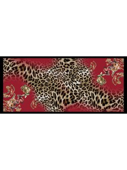 Leopar Çiçekli Desen Modal Seri Askısı İle Birlikte 75x200 Cm Bordo Şal Vizon