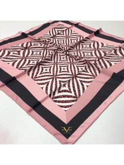 Leopar Desen Black Seri Rayon Askısı İle Birlikte 90x90 Cm Pembe Eşarp Siyah