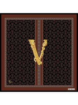 Logolu Desen Black Seri Twill Askısı İle Birlikte 90x90 Cm Siyah Kahverengi Eşarp