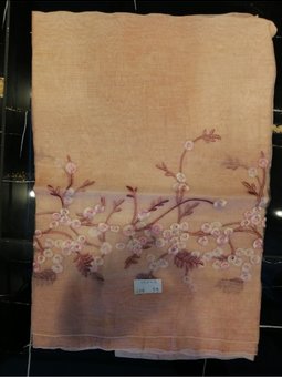 Organze Nakış İthal İpek Cotton Seri Askısı İle Birlikte 90x200 Cm Yeşil Şal