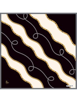 Zincirli Desen Black Seri Twill Eşarp Askısı İle Birlikte 90x90 Cm Siyah Krem