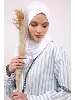 Pileli Pratik Penye Beyaz Şal,ps