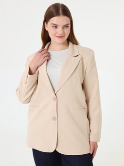 Klasik Büyük Beden Bej Ceket