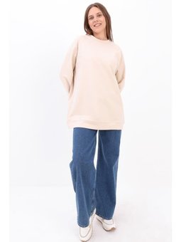 Bisiklet Yaka Reglan Kol Sweatshirt Taş