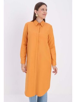 Gizli Patlı Uzun Gömlek Taba