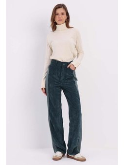 Kumaş Mixli Pantolon Petrol