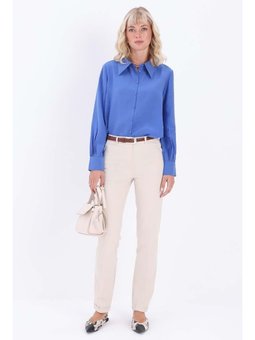 Pamuklu Duble Paça Dar Kesim Pantolon Açık Bej