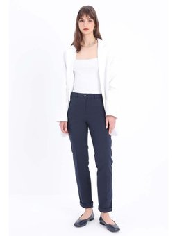Pamuklu Duble Paça Dar Kesim Pantolon Lacivert