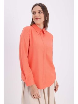 Pamuklu Gizli Patlı Gömlek Turuncu