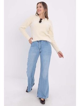 Pamuklu İspanyol Paça Pantolon Mavi