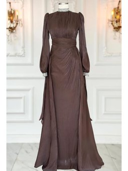 Gözde Kahverengi Abiye Elbise