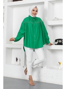 Boncuk Detaylı Gömlek Yeşil