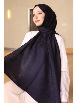 Desenli Jakarlı Lacivert Şal