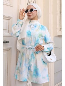 Desenli Su Yeşili Gömlek