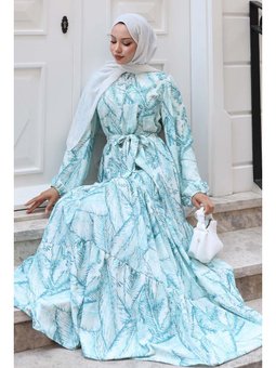 Desenli Yeşil Elbise