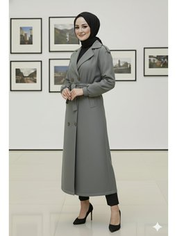 Mevsimlik Kuşaklı Haki Trençkot