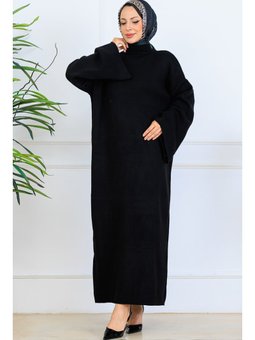 Uzun Triko Siyah Elbise