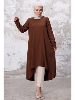 Asimetrik Kesim Kahve Tunik
