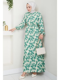 Reyal Dokuma Viskon Mint Elbise