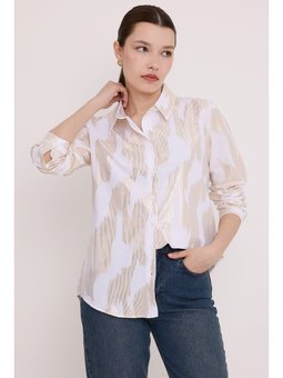 Beyaz Gold Varak Desenli Gömlek A.beyaz